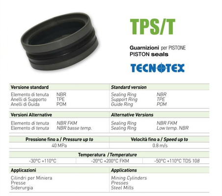 Rubber Oil Seal Piston Combination Seal TPS 354299 393338 433377 472417 492425 TECNOTEX